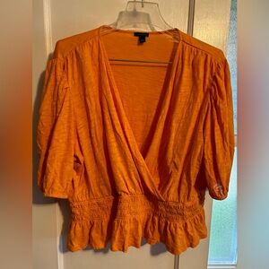 Cheerful orange lightweight top - elastic waist - Ann Taylor
